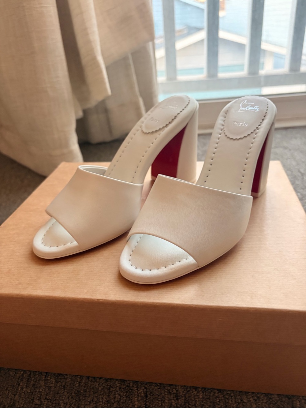 NWT CHRISTIAN LOUBOUTIN Jane Mule 85 Calf Leather Heeled Mules